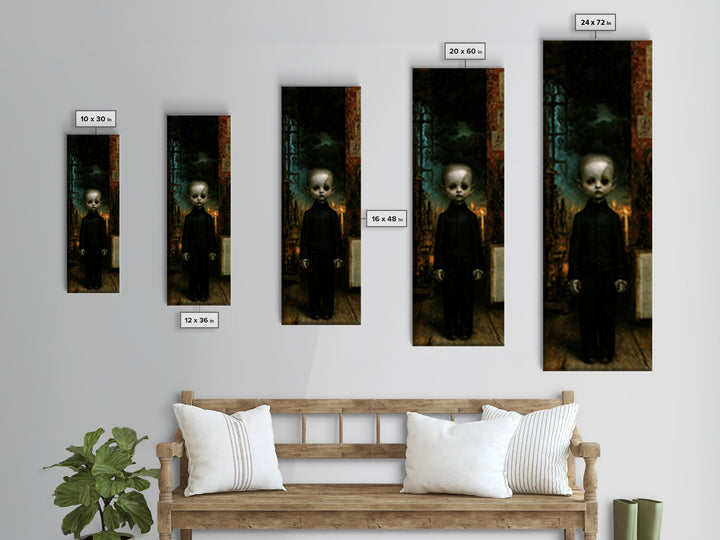 The Orphaned Creation, Victorian Monster Portrait, Tall Narrow Canvas Print, Macabre Home Decor, Halloween Portrait Art, Classic Monster Art
