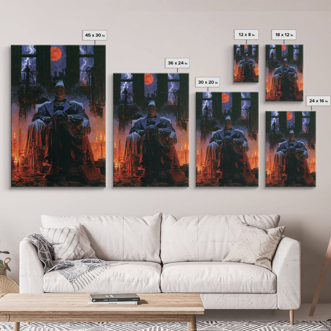 The Manor House Colossus, Victorian Monster Portrait, Vertical Canvas Print, Antique Style Decor, Classic Monster Art