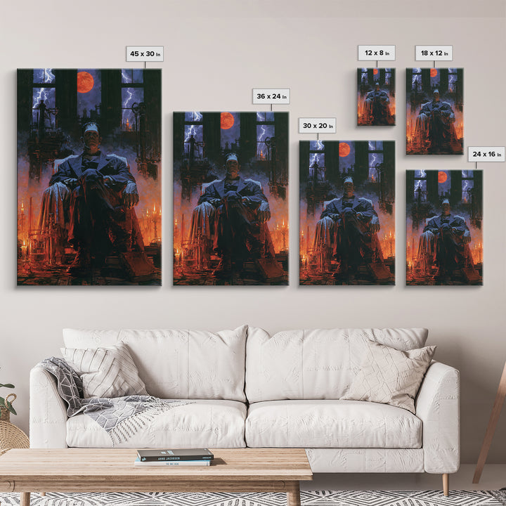 The Manor House Colossus, Victorian Monster Portrait, Vertical Canvas Print, Antique Style Decor, Classic Monster Art