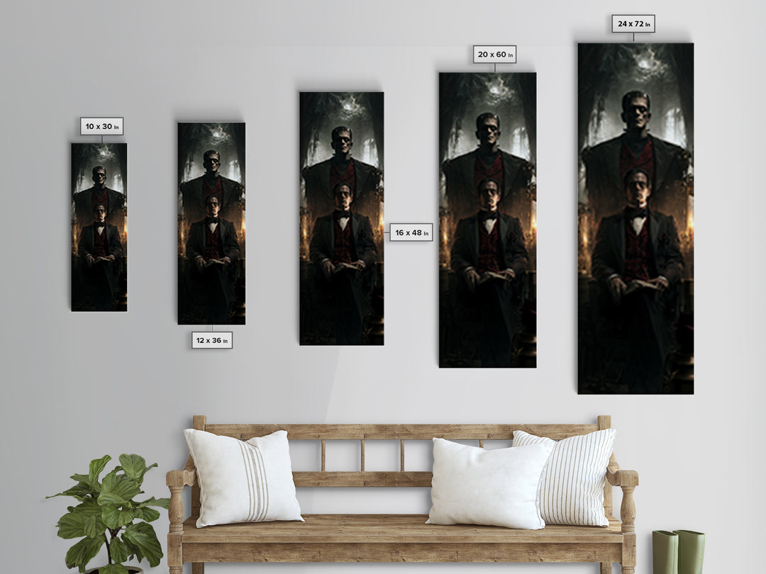 The Manor House Colossus, Victorian Monster Portrait, Tall Narrow Canvas Print, Macabre Home Decor, Classic Monster Art