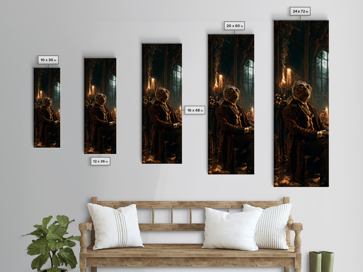The Marsh Gentleman, Victorian Creature Portrait, Tall Narrow Canvas Print, Antique Style Decor, Gothic Wall Decor, Classic Monster Art