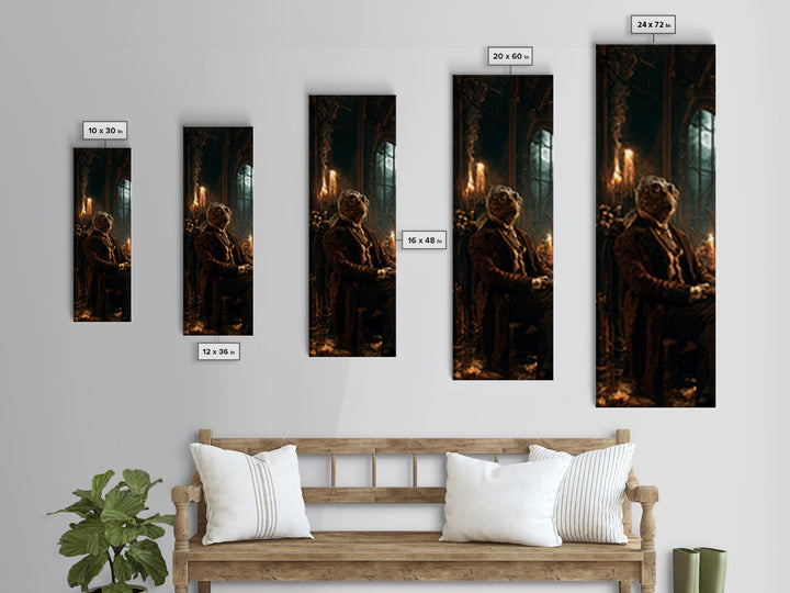 The Marsh Gentleman, Victorian Creature Portrait, Tall Narrow Canvas Print, Antique Style Decor, Gothic Wall Decor, Classic Monster Art