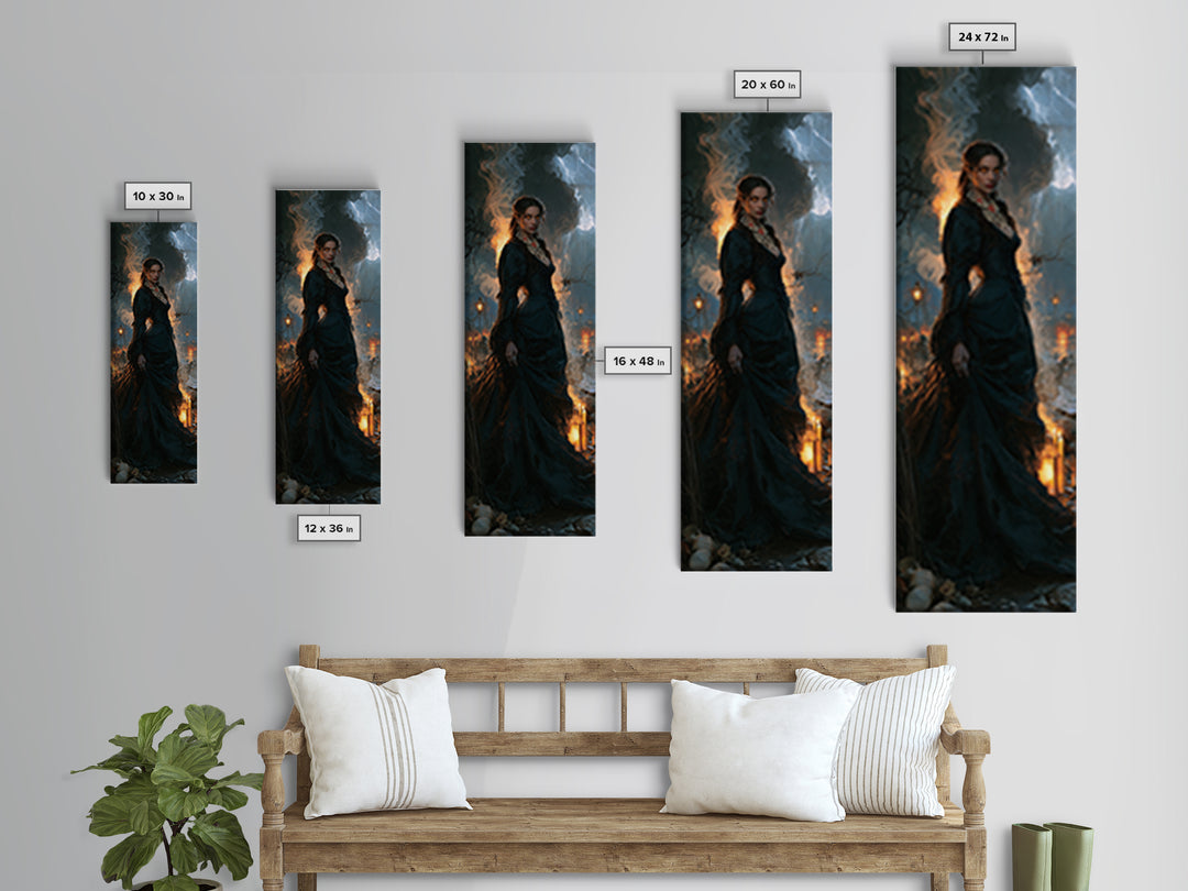 The Tidal Heiress, Victorian Creature Portrait, Tall Narrow Canvas Print, Dark Academia Decor, Antique Horror Decor, Classic Monster Art