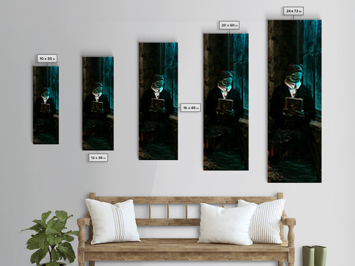 The River Chapel Creature, Victorian Creature Portrait, Tall Narrow Canvas Print, Classic Halloween Decor, Classic Monster Art