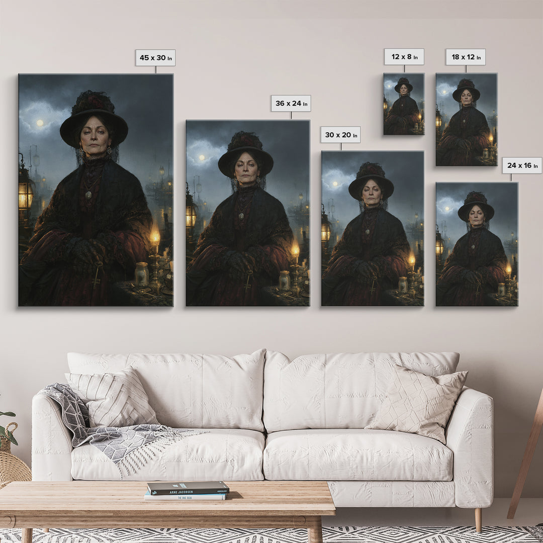 The Marsh Widow, Victorian Creature Portrait, Vertical Canvas Print, Dark Academia Decor, Gothic Wall Decor, Classic Monster Art