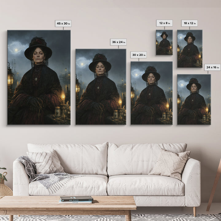 The Marsh Widow, Victorian Creature Portrait, Vertical Canvas Print, Dark Academia Decor, Gothic Wall Decor, Classic Monster Art