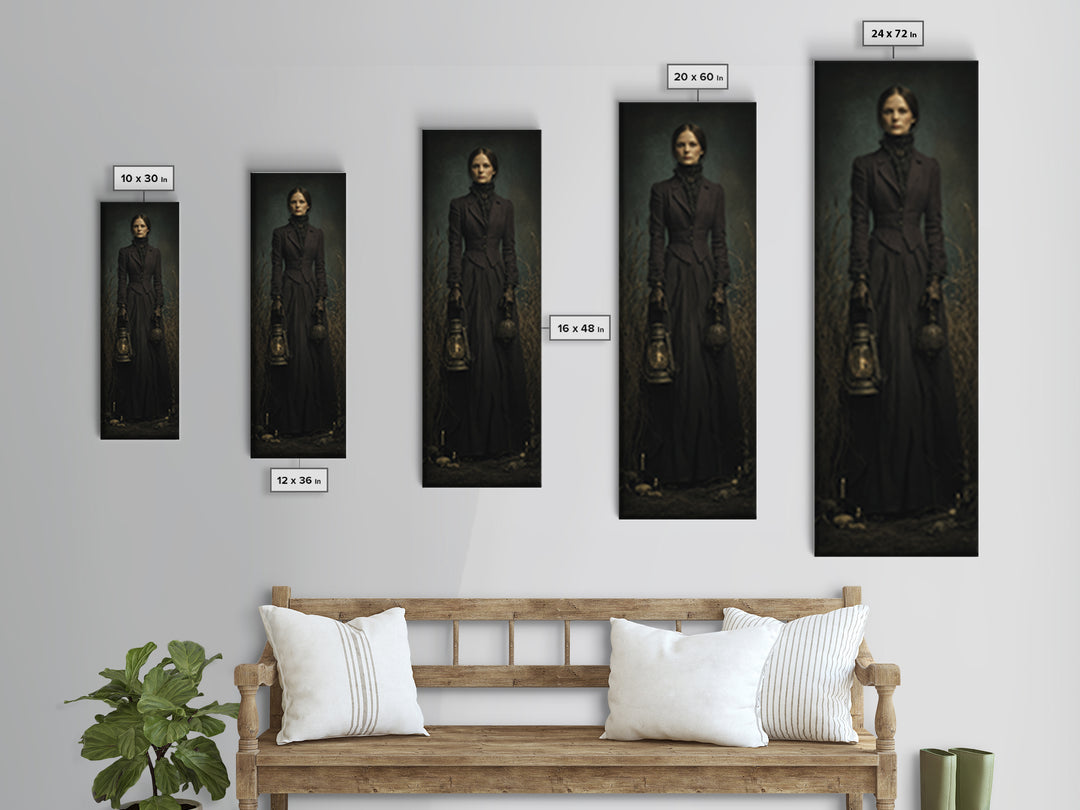 The Marsh Widow, Victorian Creature Portrait, Tall Narrow Canvas Print, Antique Style Decor, Canvas Print, Classic Monster Art