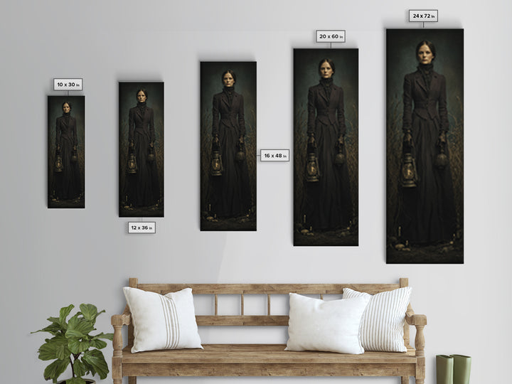 The Marsh Widow, Victorian Creature Portrait, Tall Narrow Canvas Print, Antique Style Decor, Canvas Print, Classic Monster Art