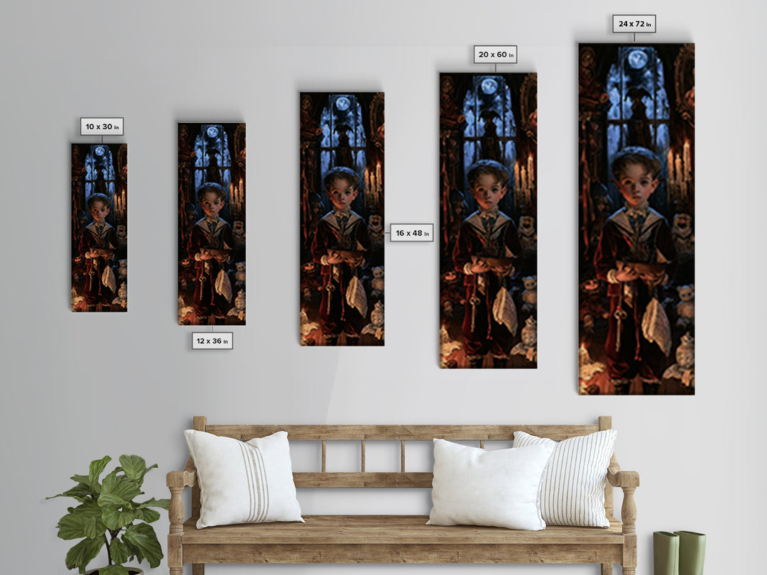 The Moon-Pond Child, Victorian Creature Portrait, Tall Narrow Canvas Print, Dark Academia Decor, Antique Horror Decor, Classic Monster Art