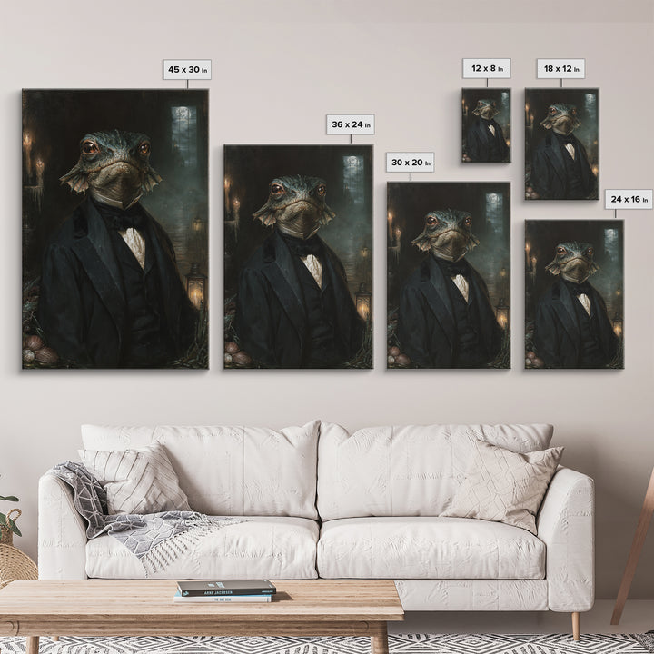 The Canal House Creature, Victorian Creature Portrait, Vertical Canvas Print, Dark Academia Decor, Antique Horror Decor, Classic Monster Art