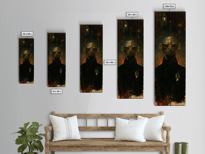 The Canal House Creature, Victorian Creature Portrait, Tall Narrow Canvas Print, Dark Academia Decor, Canvas Print, Classic Monster Art