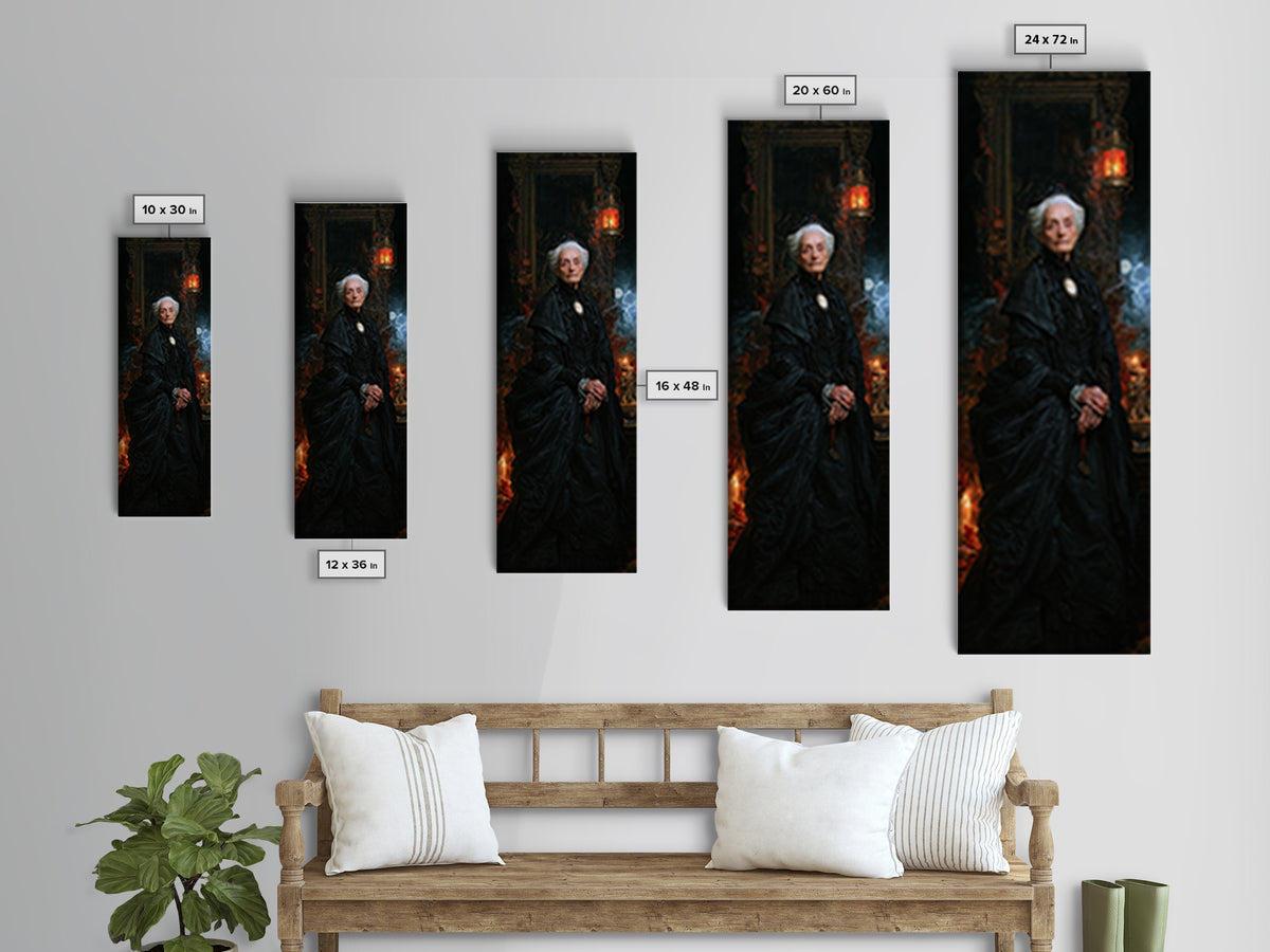 The Estuary Dowager, Victorian Creature Portrait, Tall Narrow Canvas Print, Gothic Home Decor, Gothic Wall Decor, Classic Monster Art