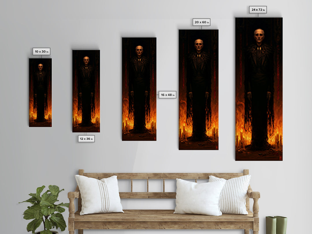 The Raven-Shouldered Undertaker, Macabre Victorian Portrait, Tall Narrow Canvas Print, Antique Style Decor, Classic Monster Art