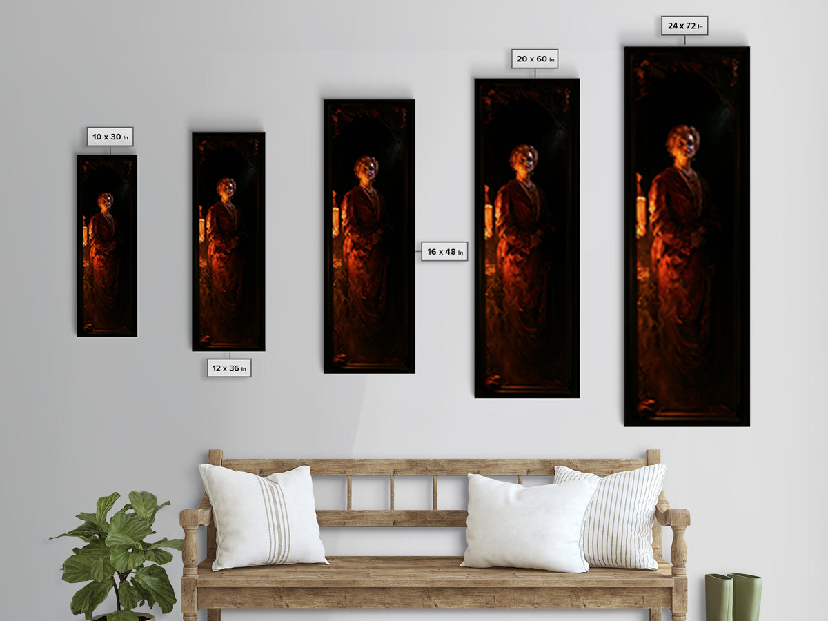 The Wax Museum Lady, Macabre Victorian Portrait, Tall Narrow Canvas Print, Macabre Home Decor, Canvas Print, Classic Monster Art