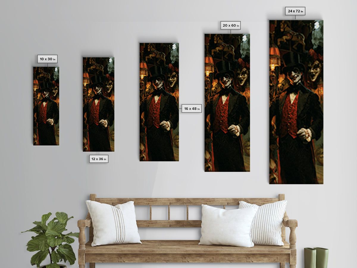 The Cursed Ringmaster, Victorian Circus Horror Portrait, Tall Narrow Canvas Print, Classic Halloween Decor, Classic Monster Art