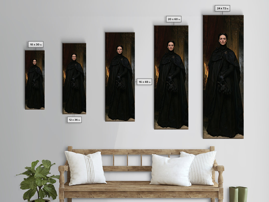 The Headless Cavalier’s Widow, Gothic Horseman Widow Portrait, Tall Narrow Canvas Print, Dark Academia Decor, Classic Monster Art