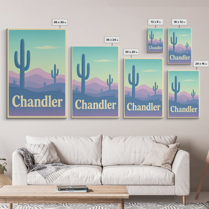 Chandler Travel Poster, Canvas Print, Pastel Retro Travel Art, Chandler Art Print, Mid Century Wall Art, Vintage City Poster, Art Print