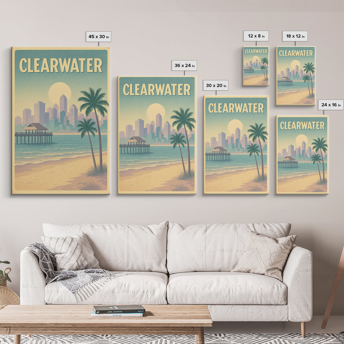 Clearwater Florida Travel Poster, Canvas Print, Dreamy Skyline Poster Art, Clearwater Art Print, Travel Wall Art, City Poster, Wall Art