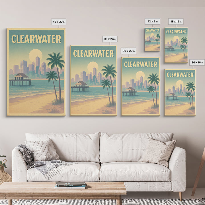 Clearwater Florida Travel Poster, Canvas Print, Dreamy Skyline Poster Art, Clearwater Art Print, Travel Wall Art, City Poster, Wall Art