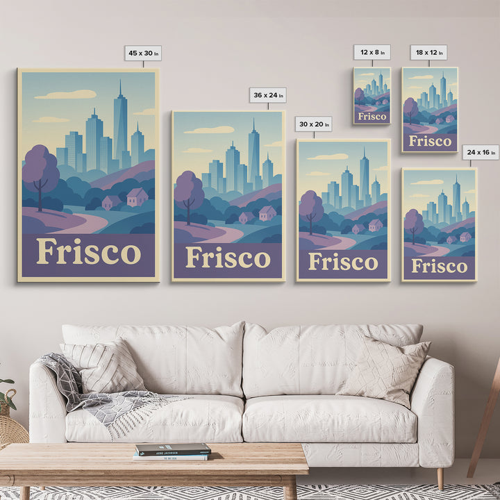 Frisco Travel Poster, Framed Canvas Print, Soft Vintage City Poster, Frisco Art Print, Travel Wall Art, Travel Poster Art, Poster Print