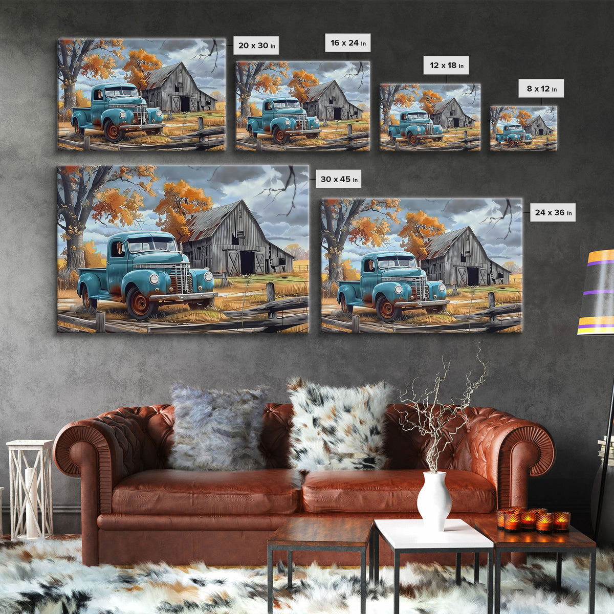 Old Rusty Truck Painting Canvas Print, Wood Framed Wall Art or Metal Art, Vintage Style Wall Art, Farmhouse Decor, Boho Whimsical Art