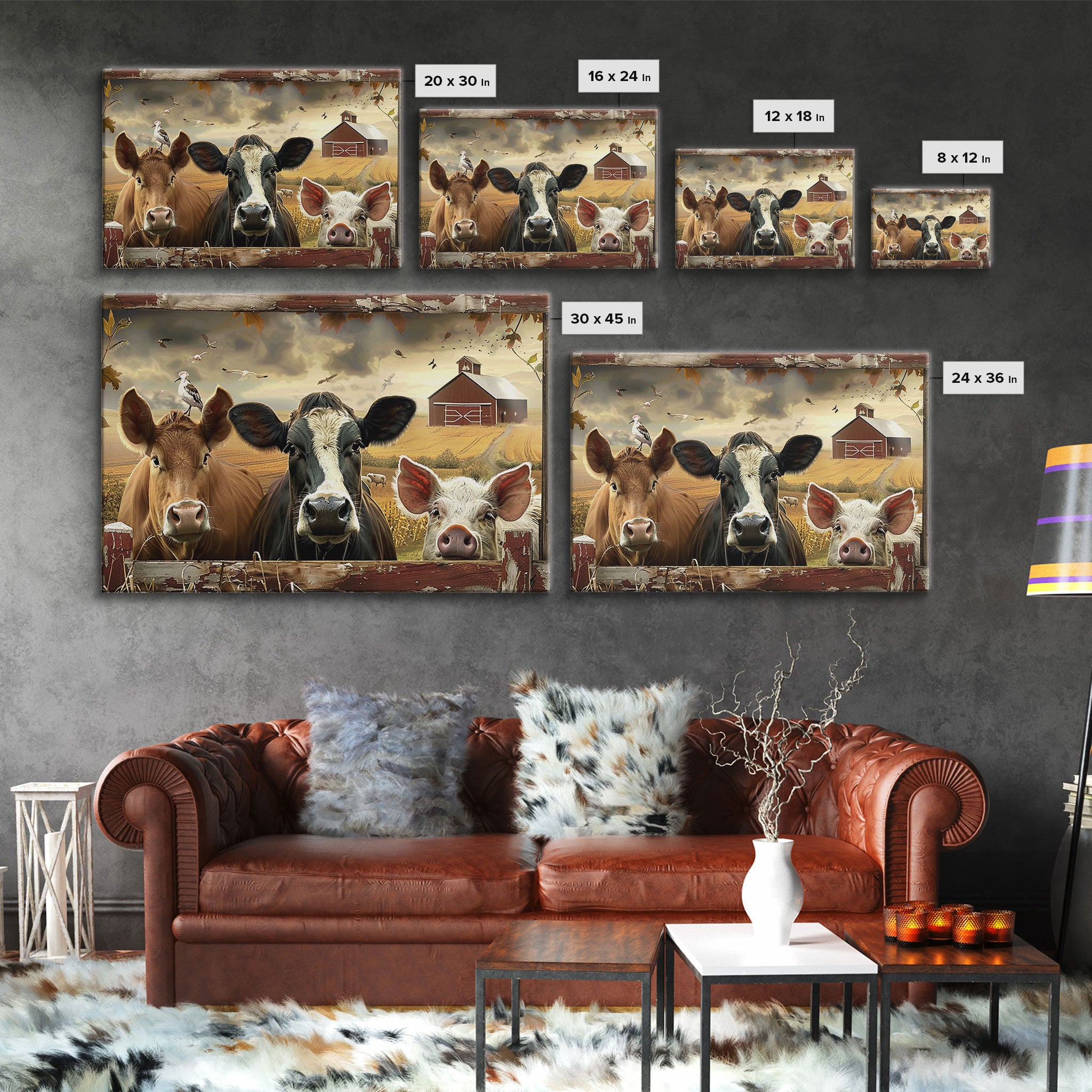 Cute Farmhouse Animal Print, Window Art, Wall Art, Home Decor, Wall Decor, Cute Farmhouse Kitsch Living Room Art