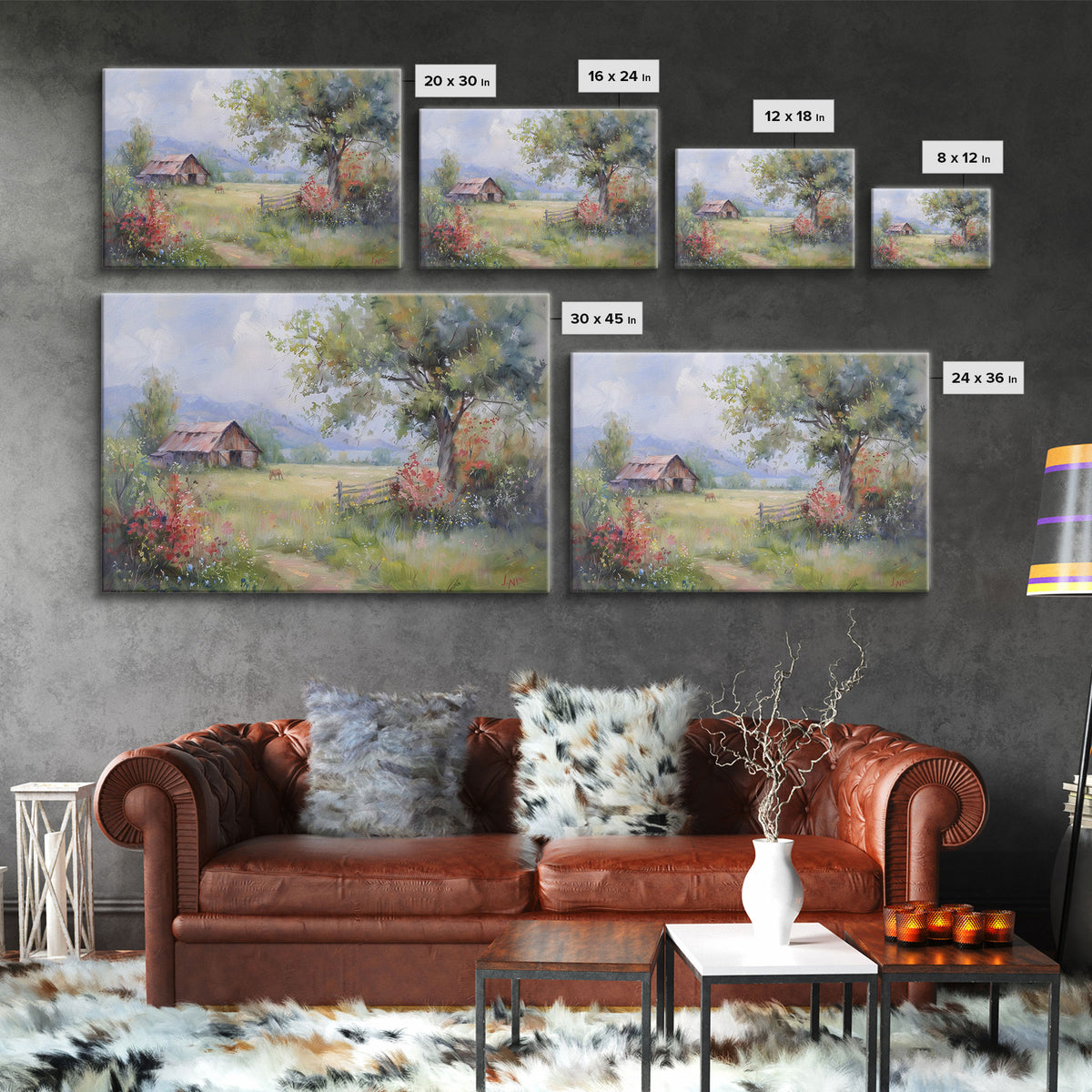 Primitive / Rustic Wall Art | Framed Canvas Print | Home Decor Gift | Housewarming Gift | Vintage Country Art | Minimalist Watercolor