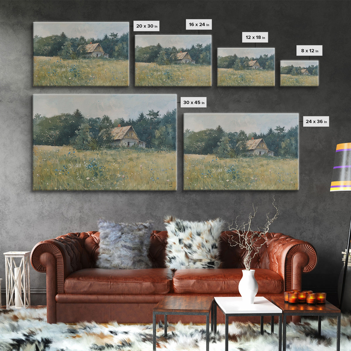 Old Painting Of A Barn Canvas Print, Gift Decor, Housewarming Gift, Folk Art, Cottagecore, Antique Style, Unique Decor, Original Painting