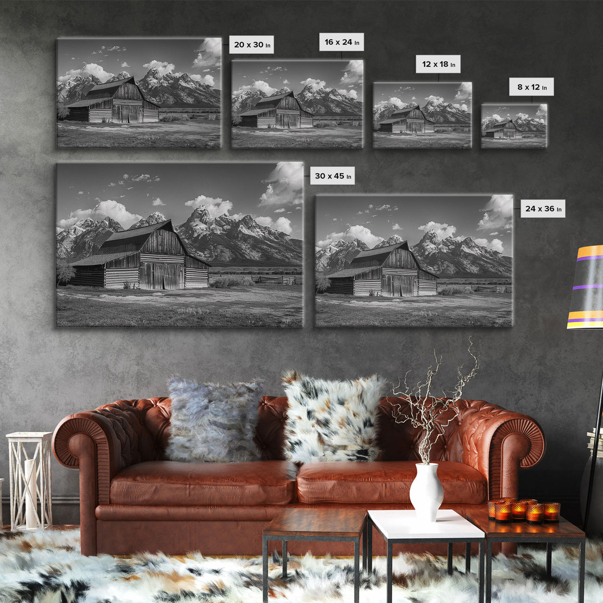 Old Barn Wall Art, Framed Canvas Print or Metal Art, Rustic Homestead Framed Canvas Art, Vintage Old Barn Black and White Wall Art