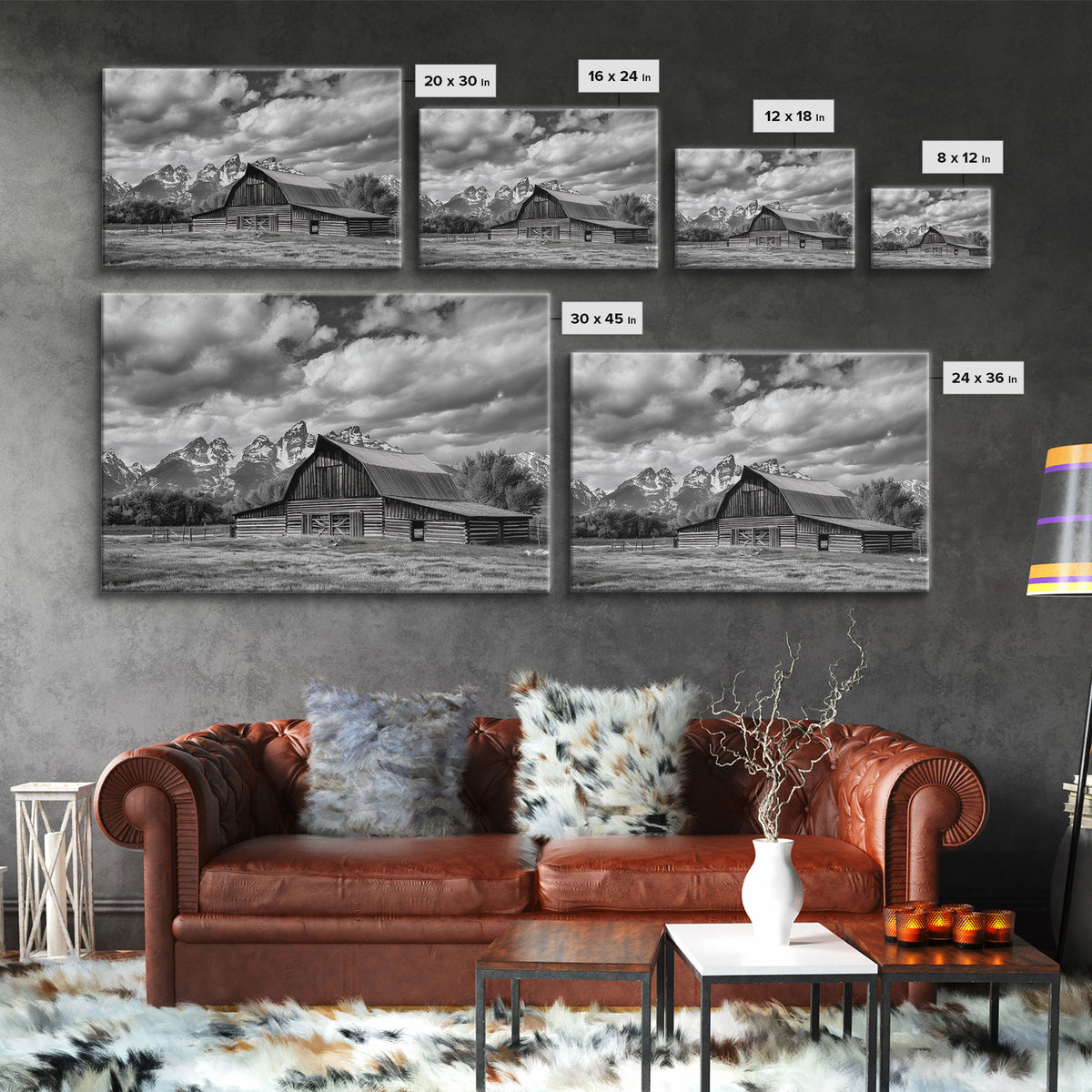 Old Barn Wall Art, Framed Canvas Print or Metal Art, Rustic Homestead Framed Canvas Art, Vintage Old Barn Black and White Wall Art