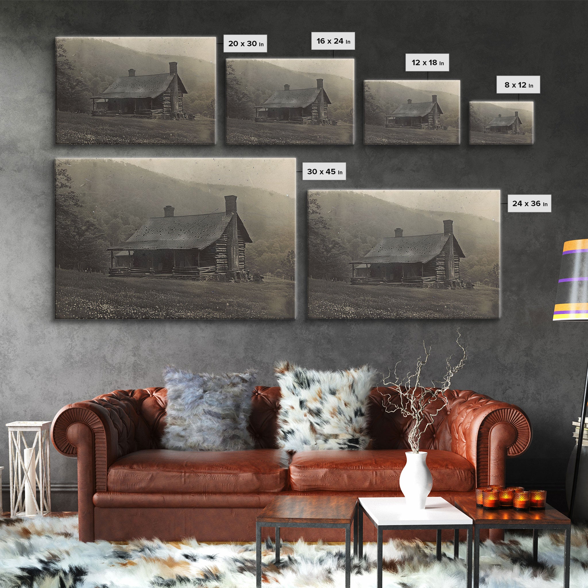 Cabin Wall Art Framed Canvas Print Or Metal Art Print, Pine Forest, Tin Type Photography Style Wall Art, Rustic Farmhouse / Western Decor