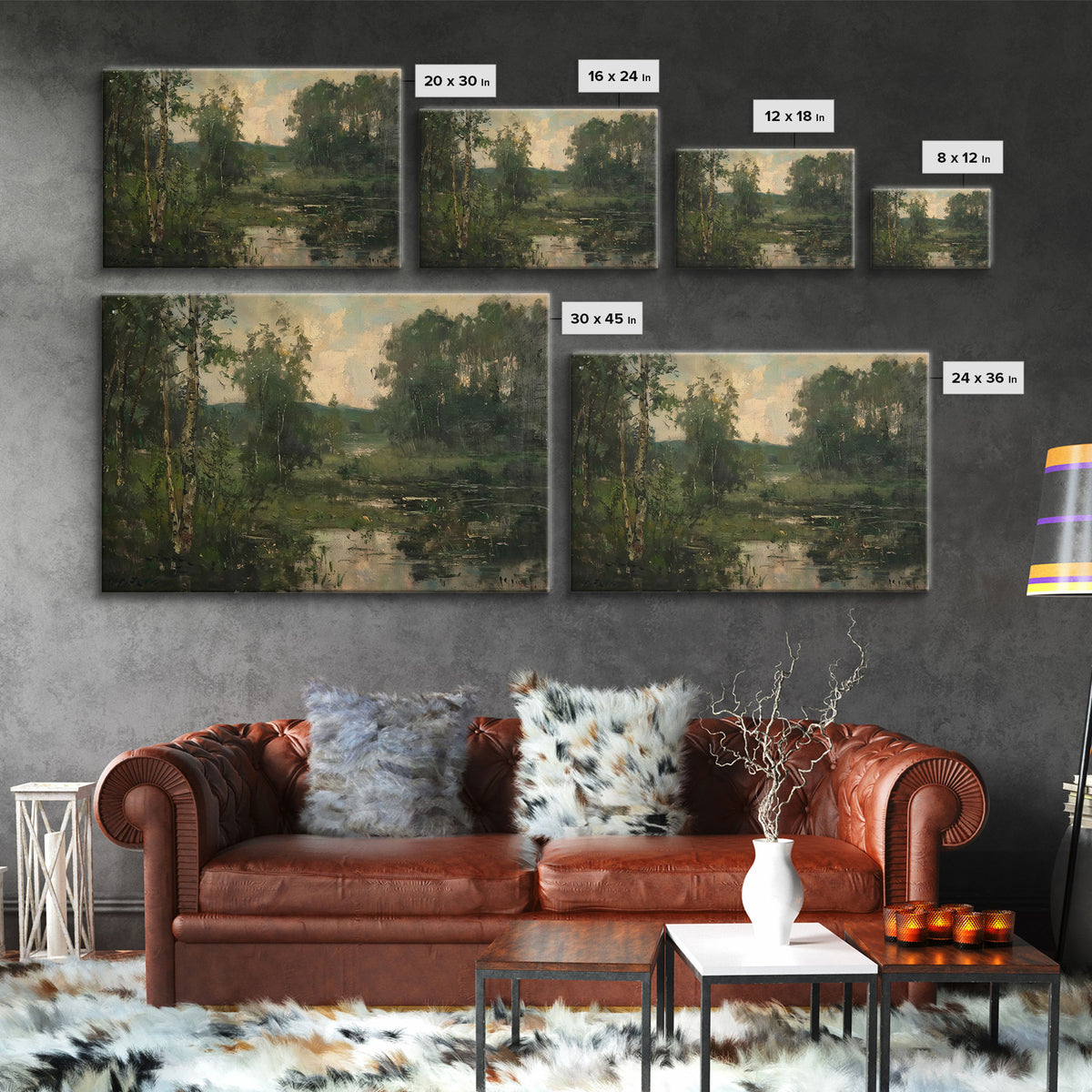 Early American Landscape Painting Framed Canvas Print | Oil Painting Print | Metal Art | Landscape Painting | Living Room Art | Home Decor