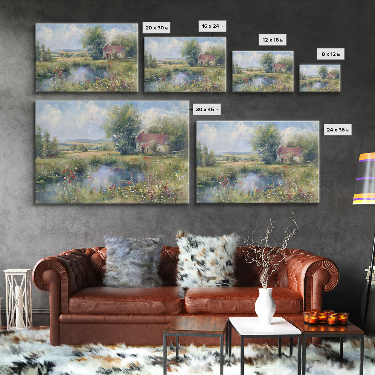 Cottagecore Farmhouse Print, Framed Wall Art, Wood Frame Art, Metal Print, Wall Art, Large Art, Landscape Painting, Country Decor