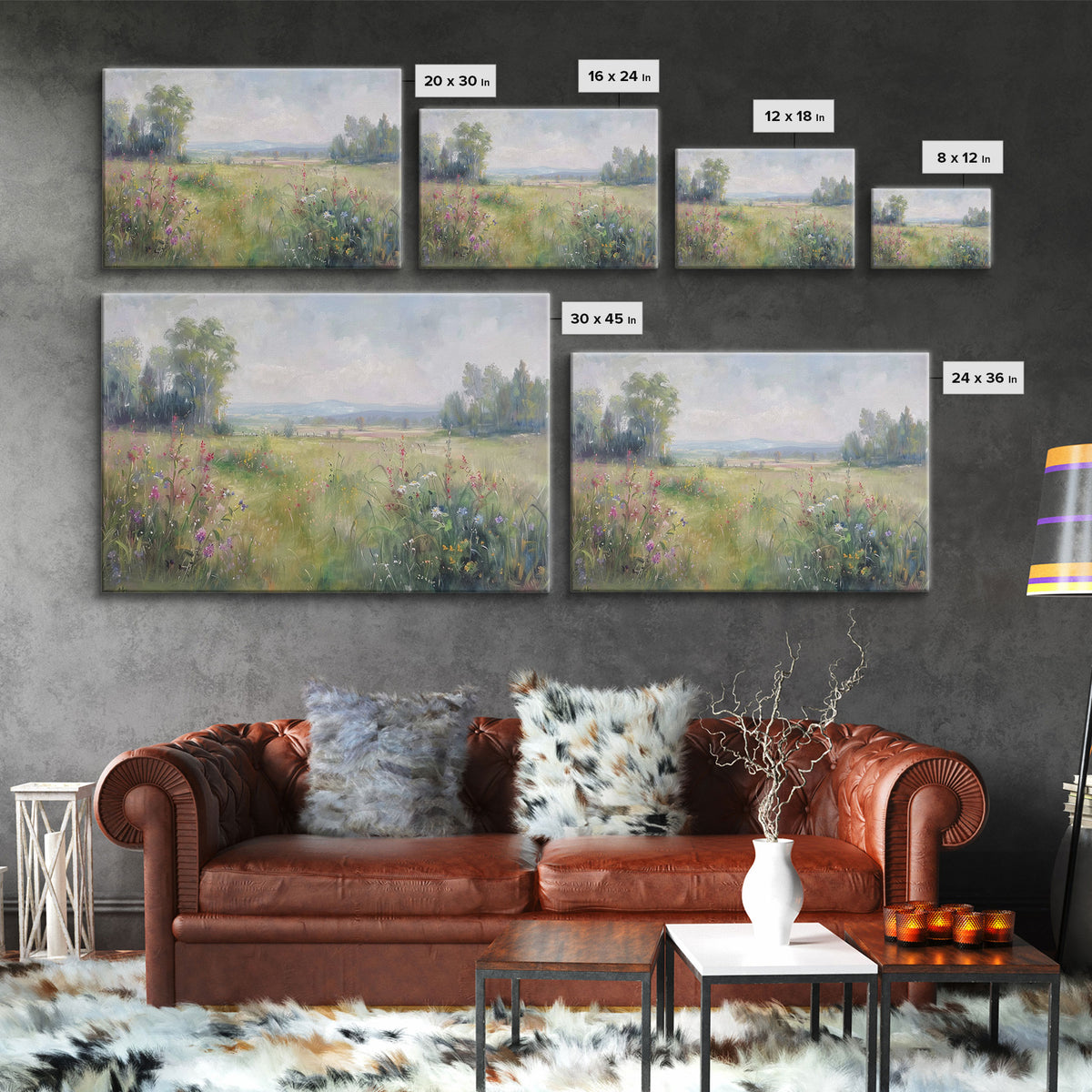 Cottagecore Wildflowers Farmhouse Print, Framed Wall Art, Wood Frame Art, Metal Print, Wall Art, Landscape Painting, Country Decor