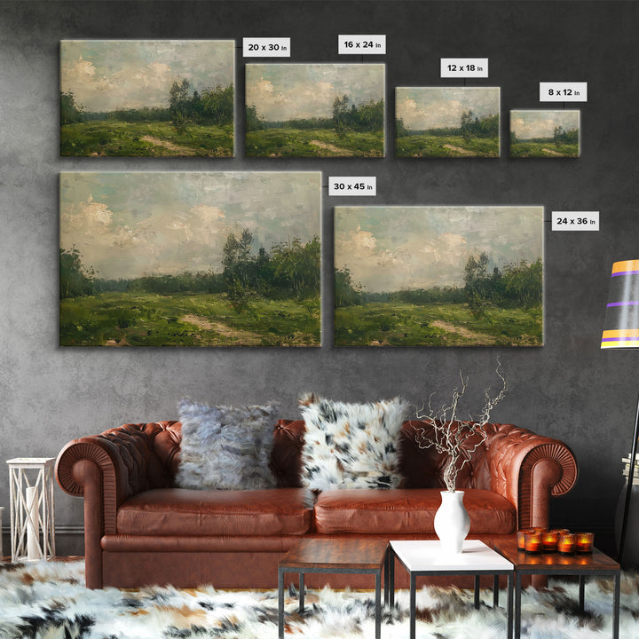 NuevArt Vintage Rustic Countryside Painting Framed Canvas Print | Moody Decor | Cottagecore Wall Art | Cottage Core | Farmhouse Decor
