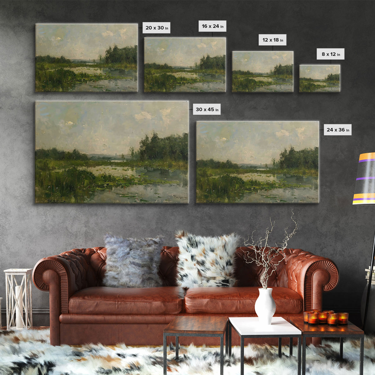 By The Water - Framed Canvas Print, English Landscape, Painting Print On Canvas Or Metal, Living Room Decor