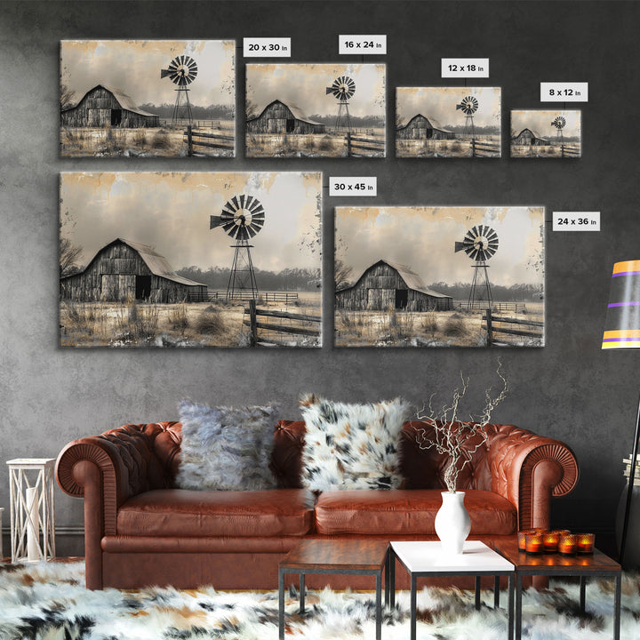 Minimalist Farmhouse Barn Wall Art Canvas Print Painting Metal Art Vintage Decor Country Art Frame Art Rustic Primitive Art Old Barn