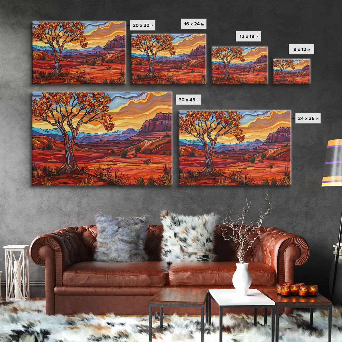 Retro Pop Art Desert Print, Van Gogh Inspired Wall Art, Rustic Southwest Decor, Farmhouse, Wild West, Wester Decor, Home Decor Living Room