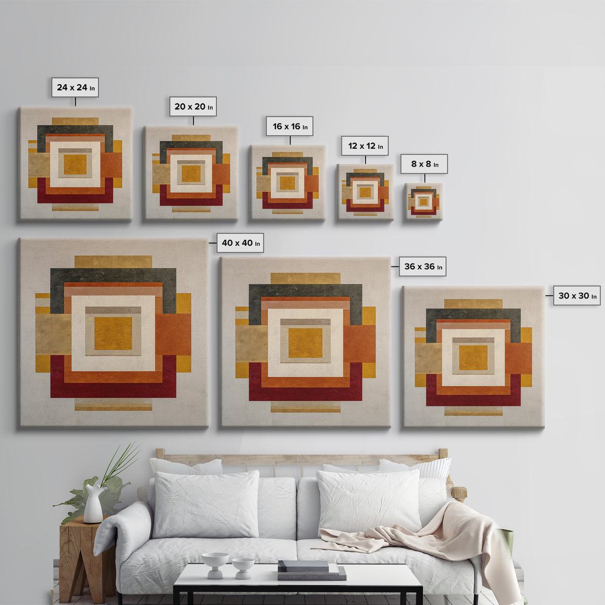 Modern Geometric Composition for Living Spaces Canvas Print, Wall Art, Abstract Wall Art, Living Room Decor, WAL-1x1-100