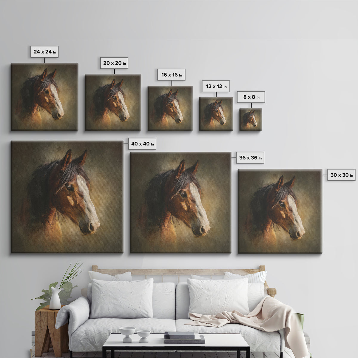 Wild Horse Portrait Canvas Print, Wall Art, Abstract Wall Art, Living Room Decor, Fine Art, Contemporary Art, WAL-1x1-13