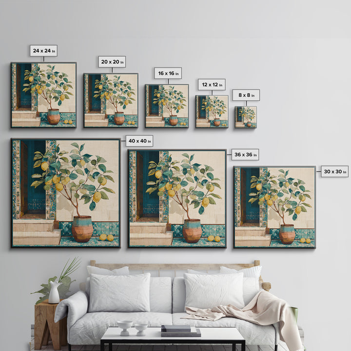Mediterranean Lemon Branch Still Life Canvas Print, Wall Art, Framed Wall Art, Living Room Decor, Fine Art, Fine Art Print, WAL-1x1-22