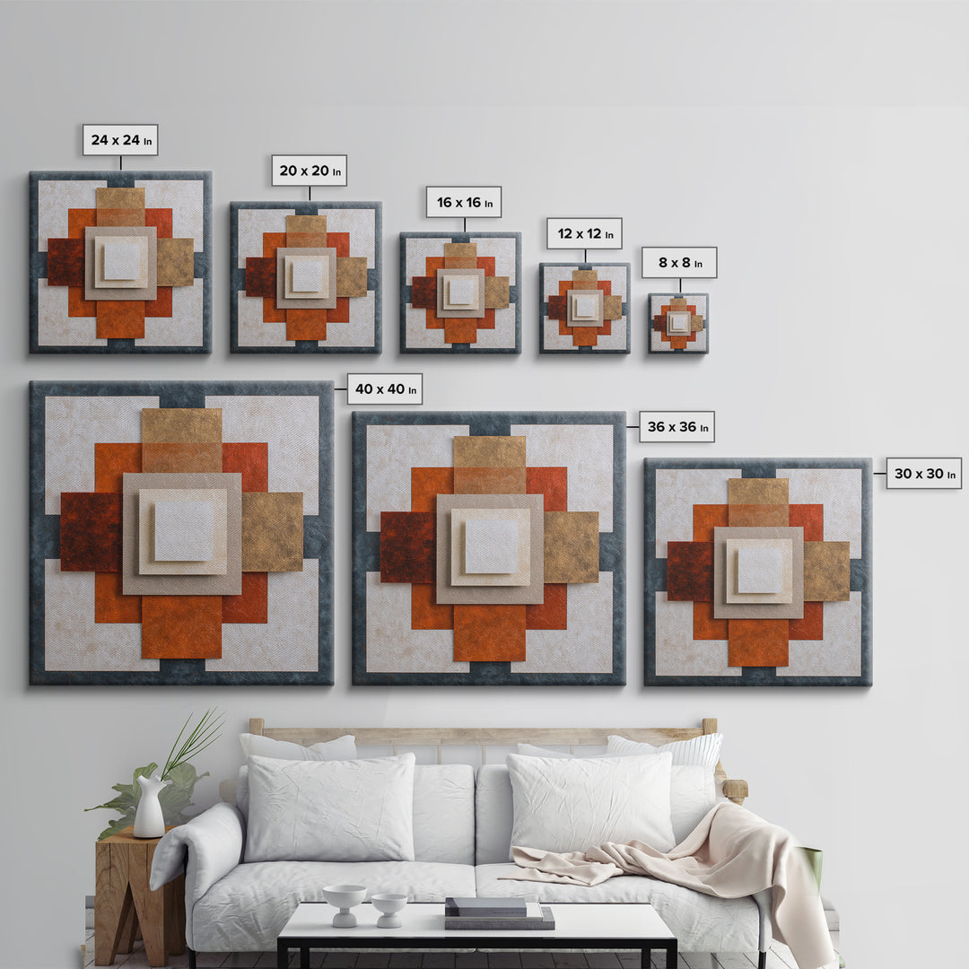 Modern Geometric Composition for Living Spaces Framed Canvas Print, Wall Art, Heart, Living Room Decor, Fine Art, WAL-1x1-28