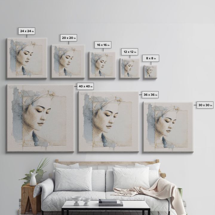 Minimal Line Portrait Canvas Print, Wall Art, Living Room Decor, Oil Painting, Minimalist Decor, Contemporary Art, WAL-1x1-30