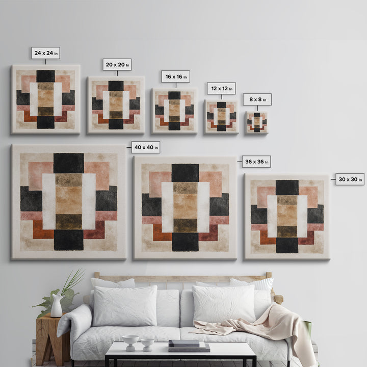 Modern Geometric Composition for Living Spaces Framed Canvas Print, Wall Art, Wall Hanging, Living Room Decor, Abstract Art, WAL-1x1-52