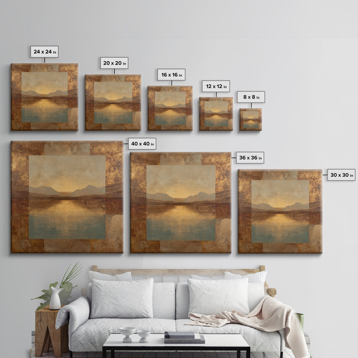 Desert Landscape in Warm Terracotta Tones Canvas Print, Wall Art, Abstract Wall Art, Living Room Decor, Watercolor Art, WAL-1x1-55
