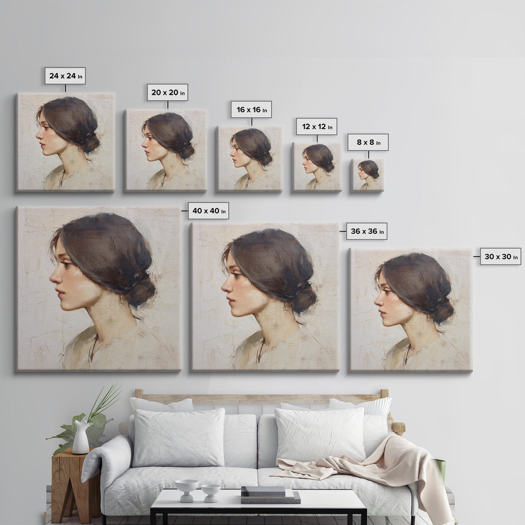 Minimal Line Portrait Framed Canvas Print, Wall Art, Abstract Art, Living Room Decor, Fine Art, Boho Decor, Luxury Decor, WAL-1x1-6