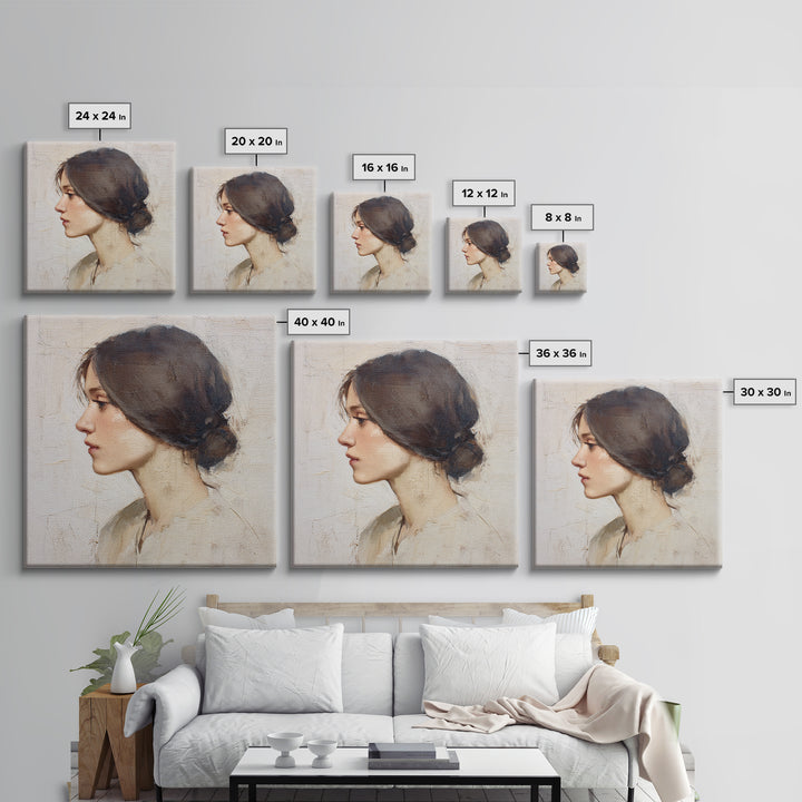 Minimal Line Portrait Framed Canvas Print, Wall Art, Abstract Art, Living Room Decor, Fine Art, Boho Decor, Luxury Decor, WAL-1x1-6