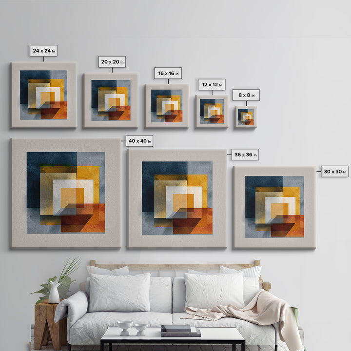Modern Geometric Composition for Living Spaces Canvas Print, Wall Art, Textured Wall Art, Living Room Decor, Abstract Art, WAL-1x1-76