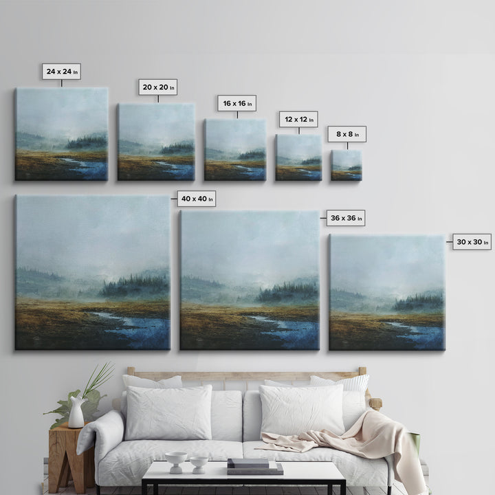 Moody Forest Landscape Canvas Print, Wall Art, Boho Decor, Living Room Decor, Fine Art, Painting, Art Print, WAL-1x1-82