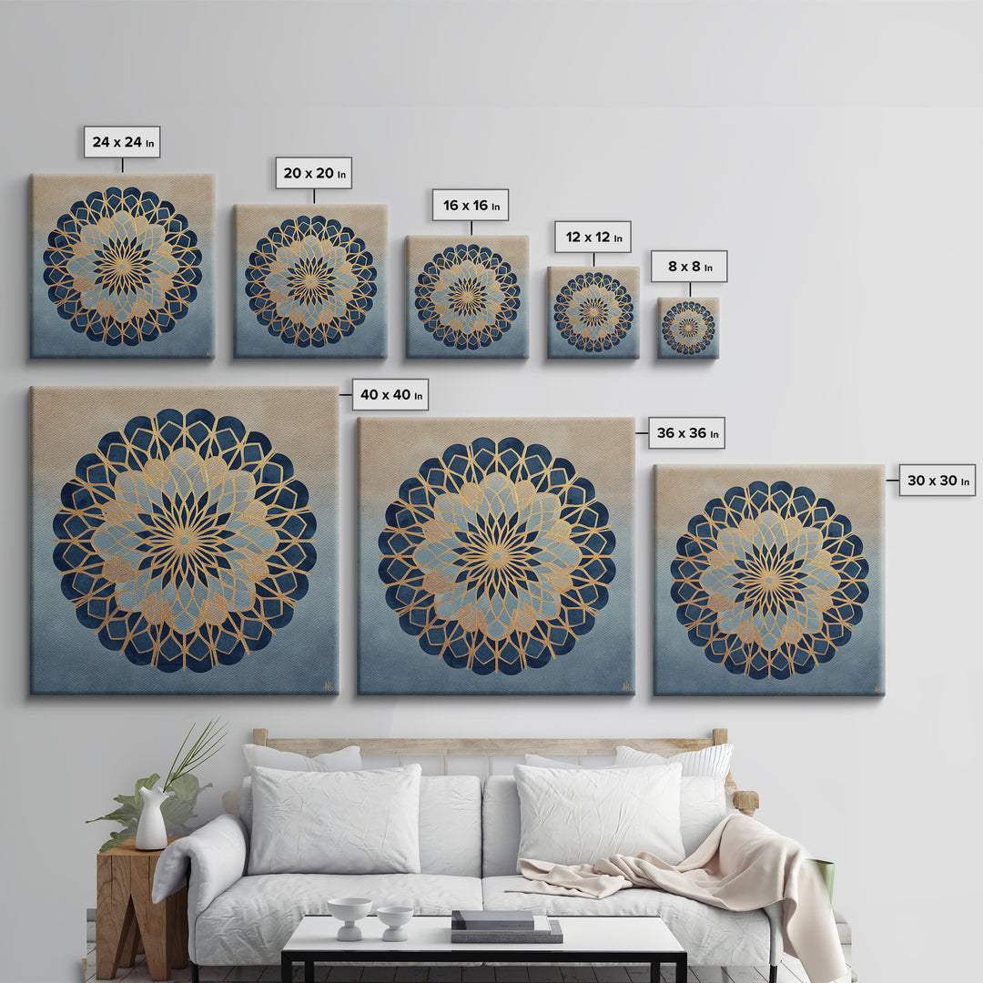 Sacred Geometry Mandala Framed Canvas Print, Wall Art, Living Room Decor, Oil Painting, Metal Wall Art, Digital Wall Art, WAL-1x1-93